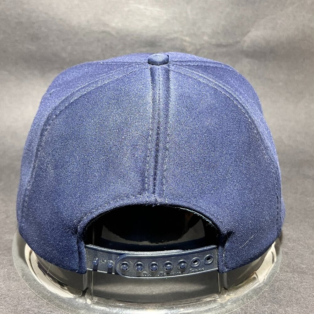 Vtg Blank Plain Solid Snapback Cap Hat Blue Full … - image 4